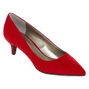 Worthington Danika Red Suede Kitten Heels Size 10M